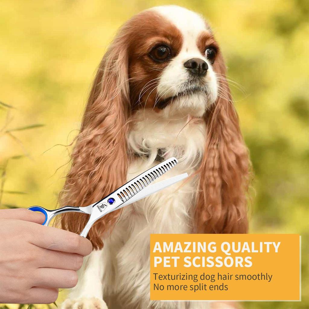SANGELAR 6.5 Inch Professional Pet Grooming Thinning Scissors, Dog Grooming,4 Kinds Type To Choose, Essential Tools for Pet beauticians,Nice Tools