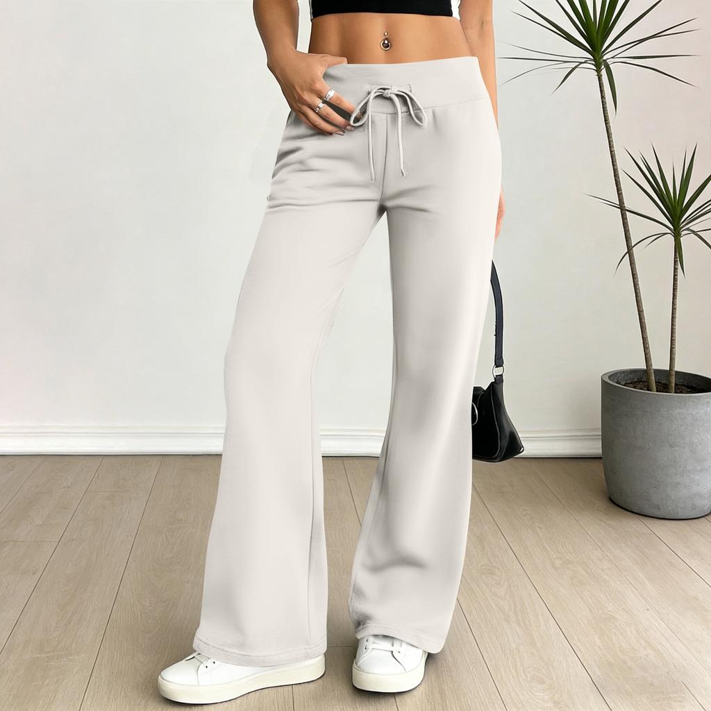 Damen Schlaghose Lässige Kordelzug Elastischer Bund Bequeme Schlaghose Yoga Lose Hose