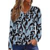 Top Casual de Moda para Mujer con Cuello en V, Manga Larga Raglán Plisada con Estampado Floral