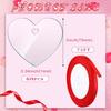 60x Acrylic Blank Clear Valentines Day Ornament with Hole Heart Slices Red Ribbon for DIY Craft Engraving Tags Wedding