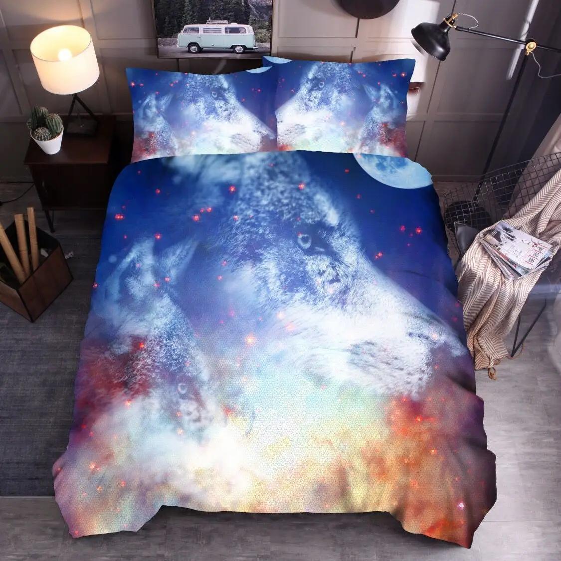 

Animal Polyester Duvet Cover Set King Queen Twin Full Size Wild Animals Wolf Lion Fox Tiger 3D Print For Boys Bedding Set EU single(135x200cm)