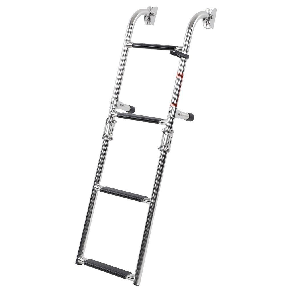 Boat Foldable 4 Steps Ladder Removable Adjustable Anti Slip 316 Stainless Steel Stern Mount for Pontoon Yachts