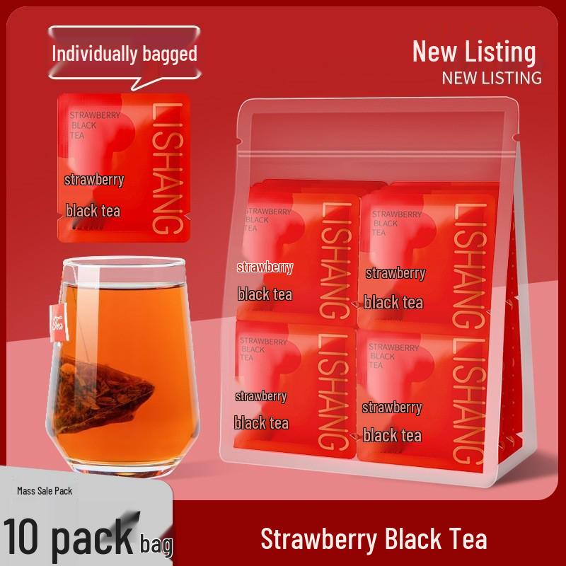 Strawberry Black Tea Cold Brew Bags - Flavored Zhengshan Xiaozhong Loose Leaf Tea