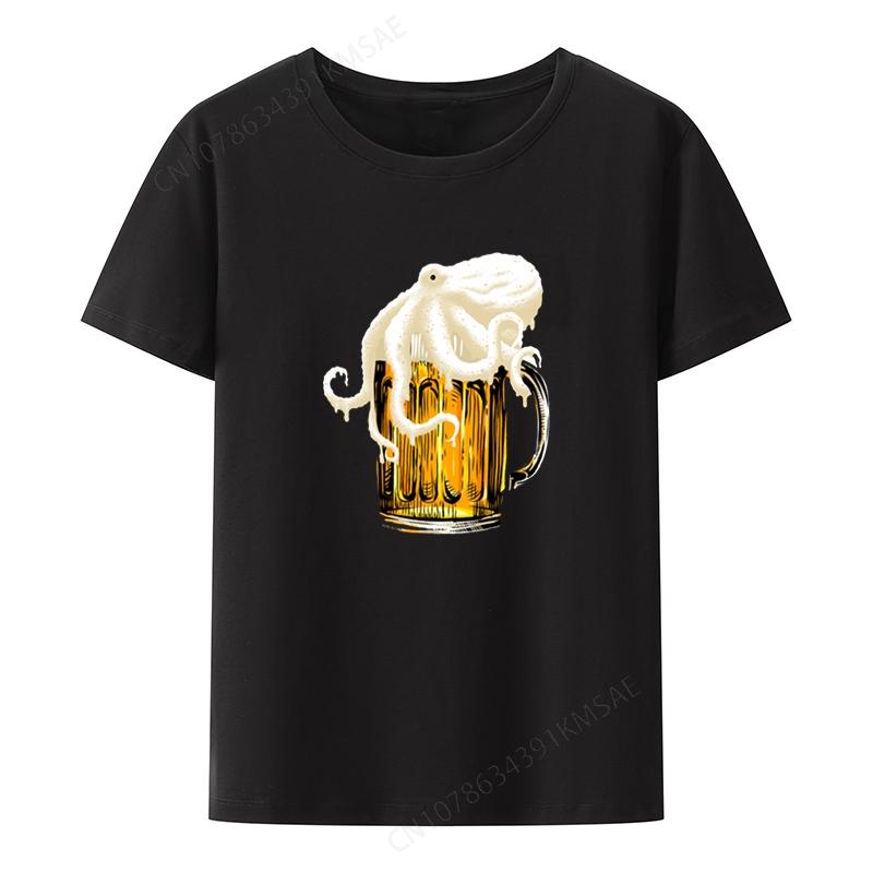 Octobeer Graphic T-shirts Funny Print Tee O-neck Men's Shirt Leisure Tops Humor Novelty Printe