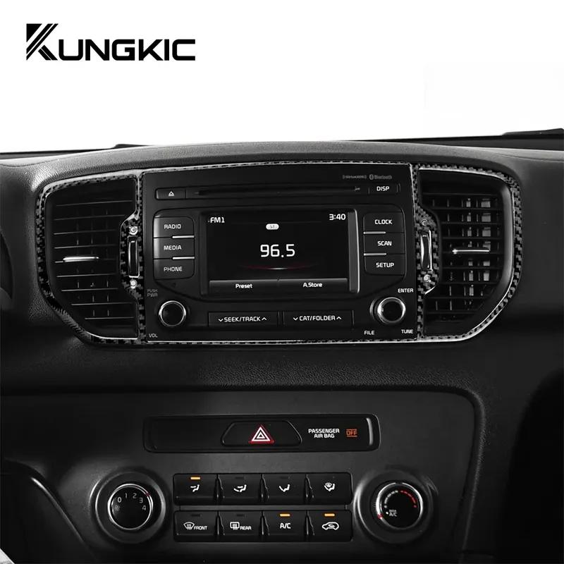 For Kia Sportage 2017 2018  LHD RHD Real Soft Carbon Fiber Sticker Car Central Center AC Outlet Interior Trim Accessories