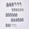 Three-dimensional Epoxy Almond Wearing Nail Dark Grey Embossed Metal Star Handmade Point Diamond Nail Art