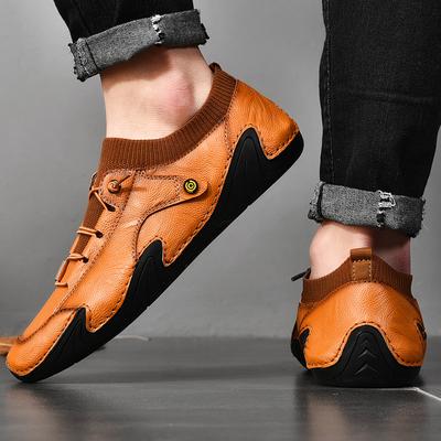 Chaussures Décontractées pour Hommes Baskets en Cuir PU Chaussures de Sport d'Extérieur Chaussures de Conduite Respirantes Mocassins de Créateur pour Hommes Grande Taille 46