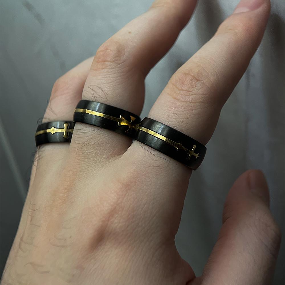 Anel Vazado Removível Cruz Dourada Para Homens Aço Inoxidável Anel Croix de Guerre Metal Acessórios Unissex Zircônia Designer Presente