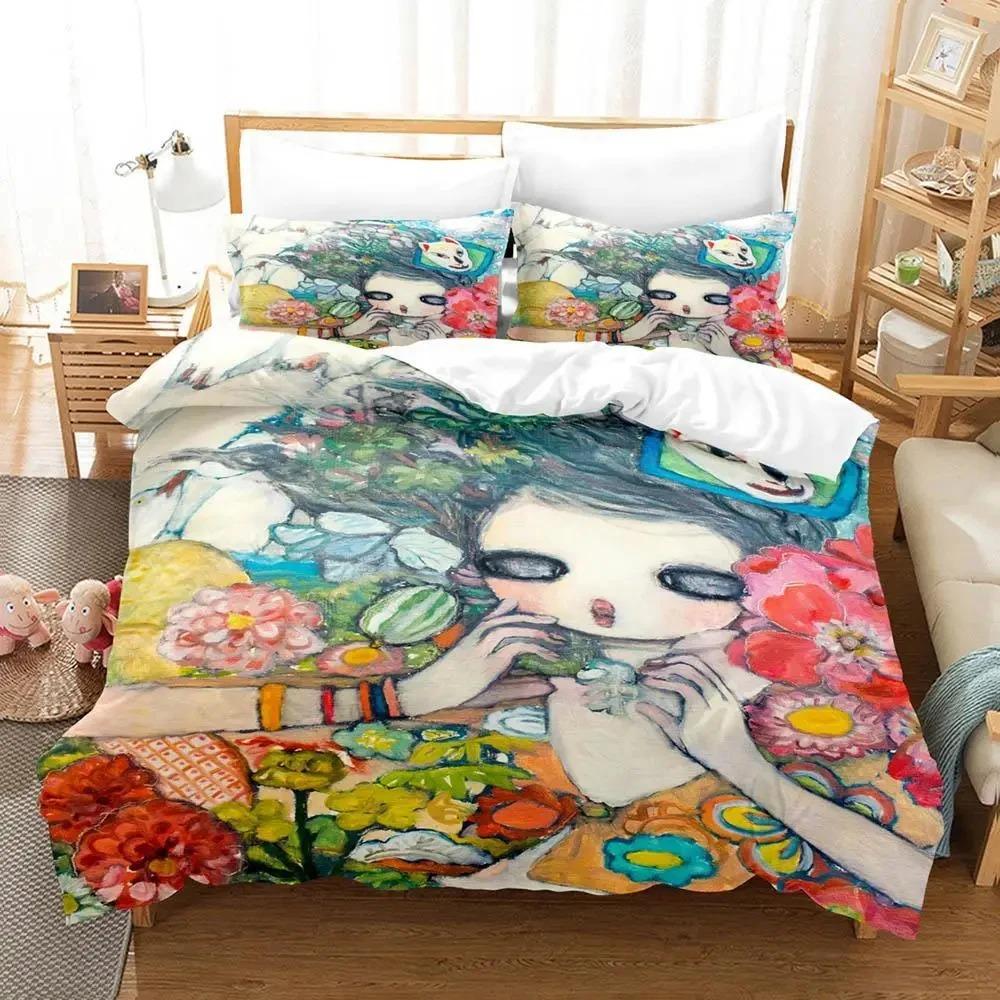 Anime Aya Takano Bedding Set Boys Girls Twin Queen Size Duvet Cover Pillowcase Bed Kids Adult Fashion Home Textileextile
