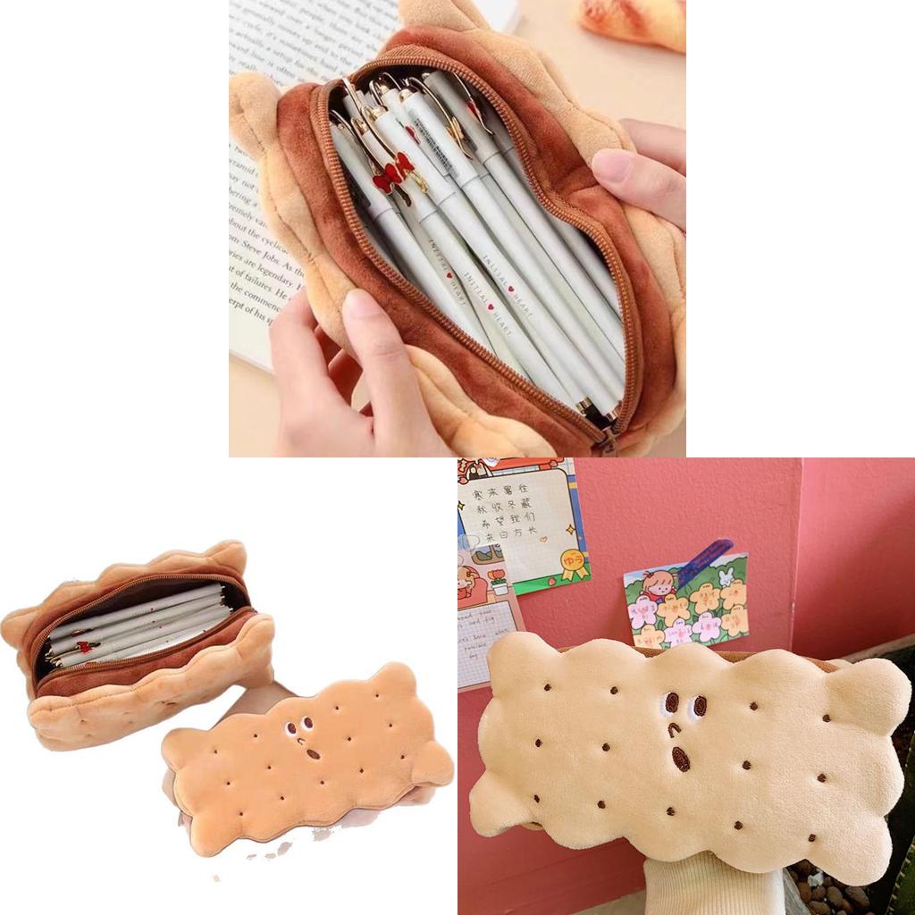 Kreatives Keks-Sandwich-Federmäppchen aus Plüsch für Mädchen und Schüler