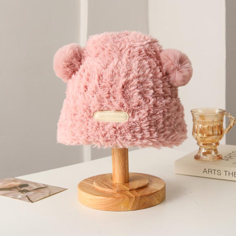 Winter Little Bear Plush Knitted Beanie