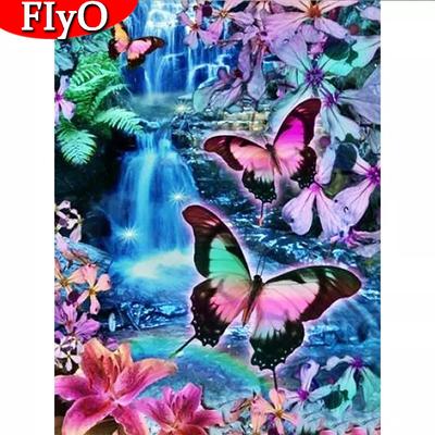 Ricamo Diamante Trapano Completo Cascata Artigianato Vendita Pittura Diamante Paesaggio Mosaico Farfalla Lavorazione ad Ago Arte da Parete