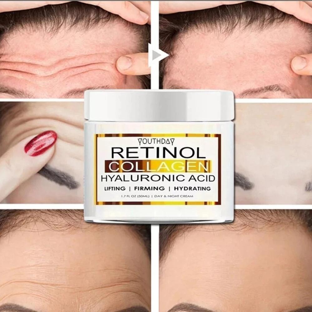Retinol Kollagen Haut- und Körpercreme 50 g | Anti-Aging Straffungscreme für Frauen Zielt auf das Aussehen von Knitterhaut, Falten