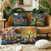 Painting Doodle Rustic Cushion Cover Plush Fabric Soft Double Sided Print Sofa Cushion Cover Throw Pillow Covers