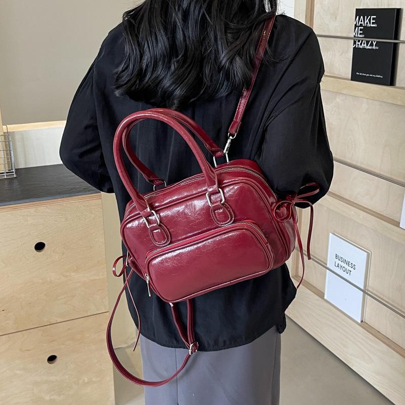 

Niche 2024 Зимняя мода женский повседневный маленький квадратный рюкзак и сумка через плечо 26*12*18 вино красного