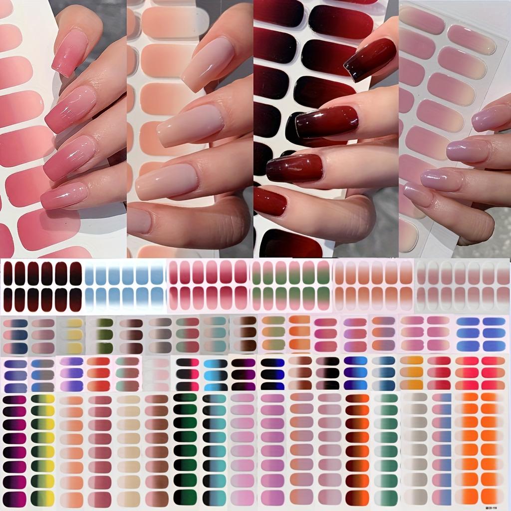 Autocollants pour ongles ne pouvant pas être durs sous la lumière UV Autocollants pour ongles de couleur dégradée Autocollants pour ongles imperméables à floraison simple