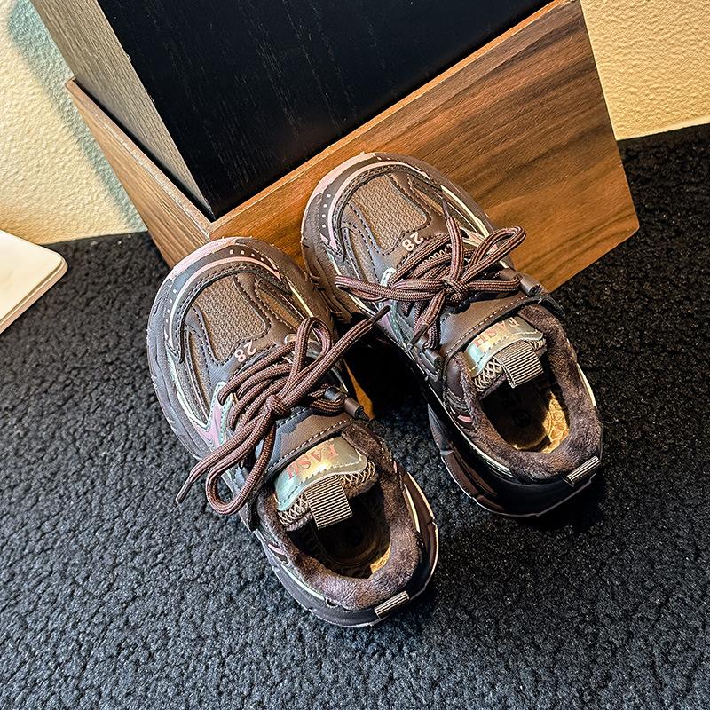 Winter Hot-selling Boys and Girls Plus Velvet Warm Fashion Casual Soft-soled Sports Shoes