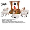 Christian Gift for Family Christmas Nativity Scene Set with LED Lighted Campfire, Resin Manger Stable Figurine, Religious Figurine Wooden Look