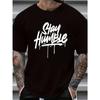 Europeiska storlekar "Stay Humble" Grafisk T-shirt för Män - Vardaglig & Snygg, Herrkläder Vardagliga, Bokstavstryck, T-shirt