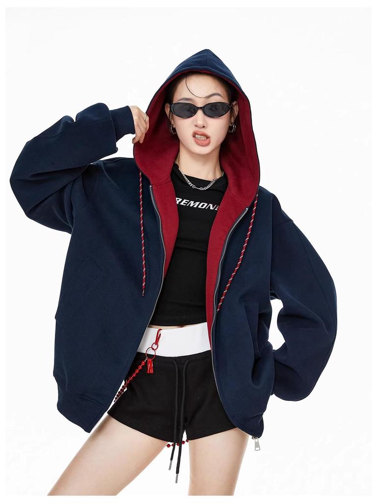 Men's Retro Color-Block Patchwork Hooded Cardigan - Casual Autumn Sweatshirt