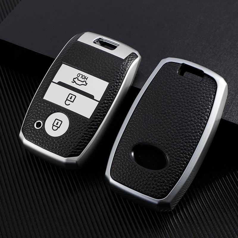 Fundas de Llave de Coche con Textura de Cuero Compatibles para Modelos Kia: K3, K4, K5, KX3, KX5, Sportage, Sorento, Yipao.