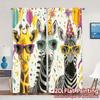 2pcs   2D FLAT PRINTING Curtains (Without Rod) PartyAnimals(1) Chic Curtains&Drapes Semi-Sheer Curtains Decorations Outdoor Ldeal