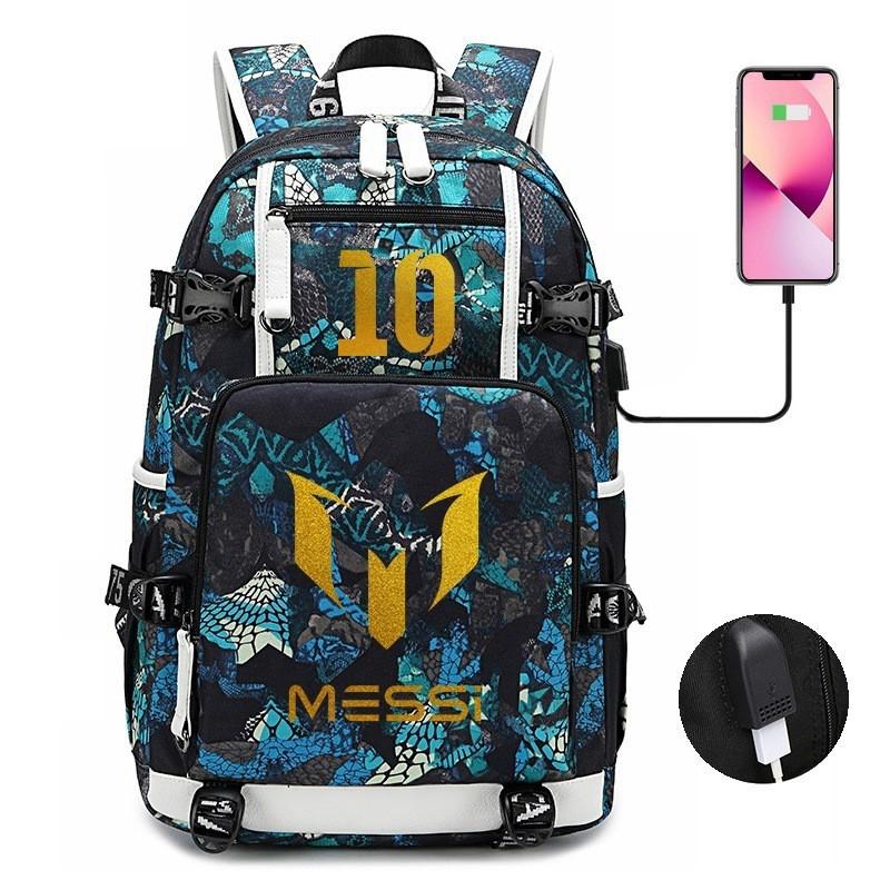 Glow-in-the-Dark Soccer Backpack Teens Large Capacity Laptop Bag With Padded Straps Oxford Fabric Trendy Patchwork Design