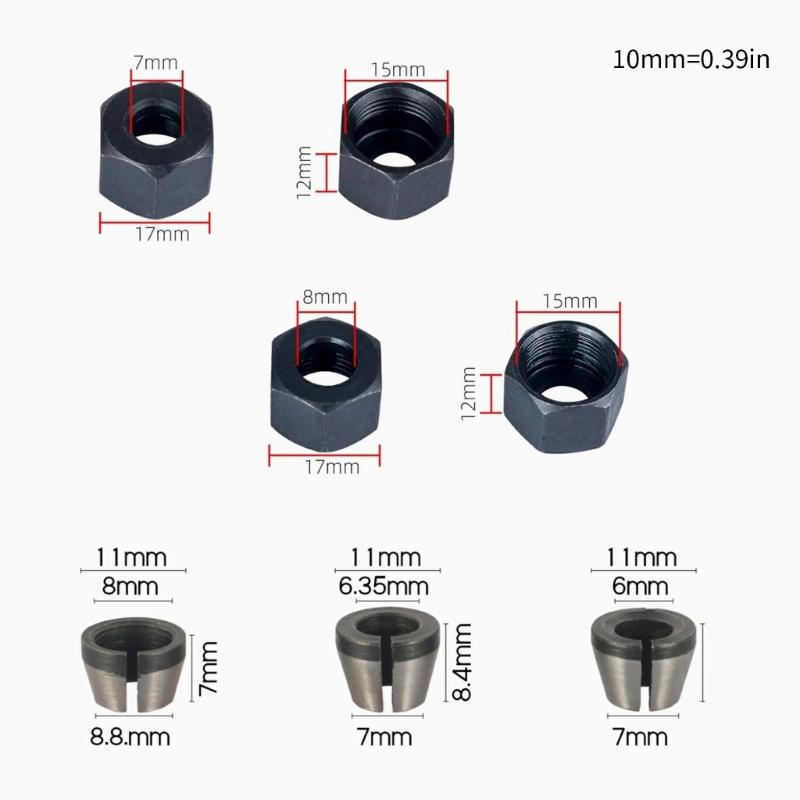Multiple Size Compatible Router Collet Adapter Fit Various Engraving Tool and Bit for Flexible Woodworking Applications