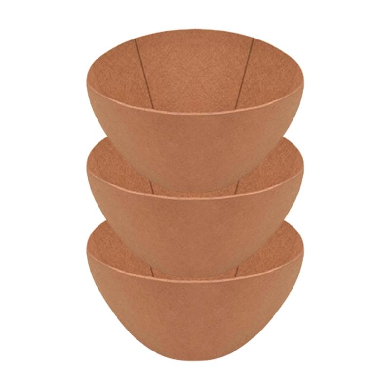 3 Piece Reusable Thick Felt Hanging Basket Inserts, Round Fabric Flower Pot Liners Prevent Soil Loss and Bird Nesting