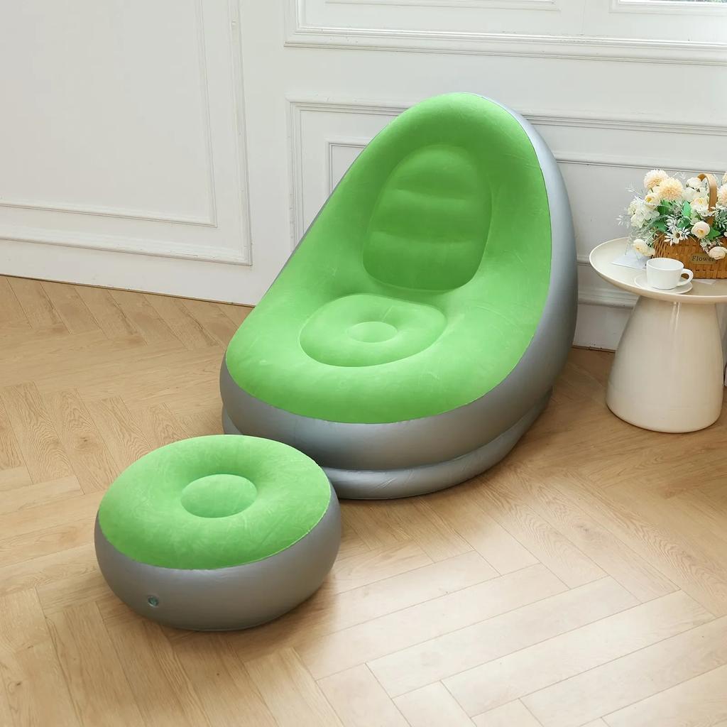 Simple Inflatable Leisure Bean Bag Sofa Lazy Sofa Set Outdoor Foldable Travel Fluffy Seat Tatami Footstool Bedroom Chair