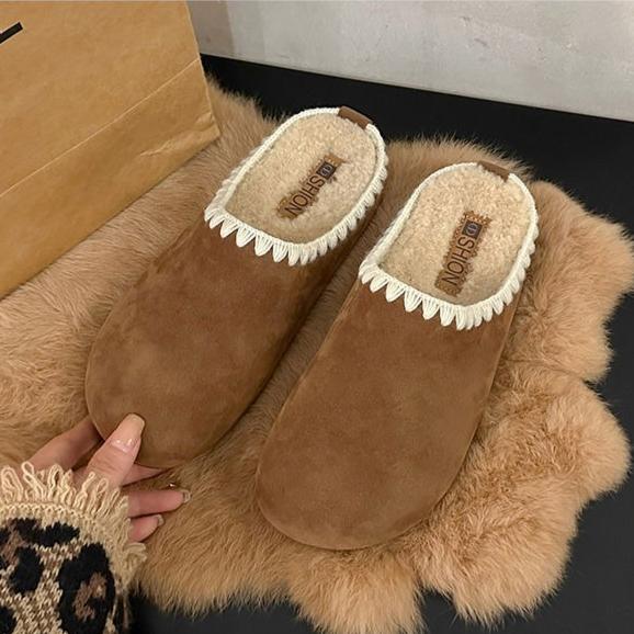 Зимние Новые Женские Тапочки на Толстой Подошве Баоту Теплые Круглый Носок Кружево Утепленные Плюшевые Хлопковые Туфли Коричневые Корейская Версия Тапочки 40 коричневый 2660₽