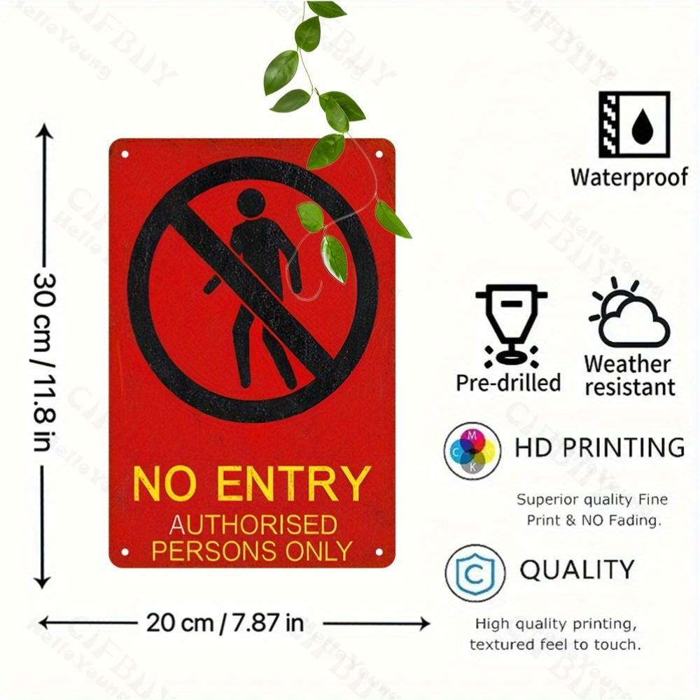 Vintage No Entry Authorized Personnel Only Sign Durable Metal Wall Mount Decorative Plaque for Home Bar Garden Cafe Restaurant