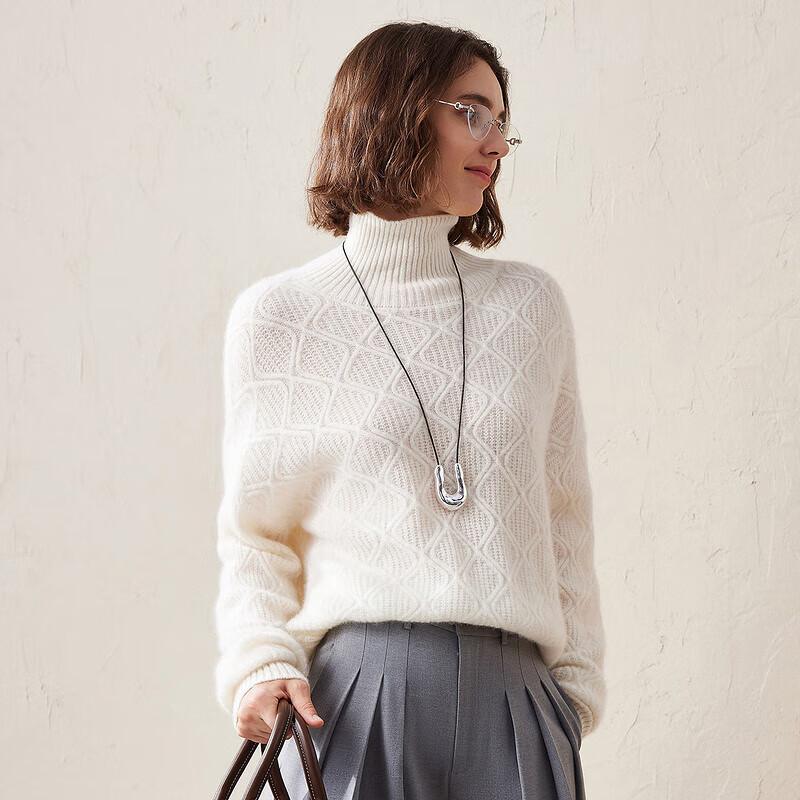 Kemeng Boca Women's High-Neck Loose Cashmere Sweater