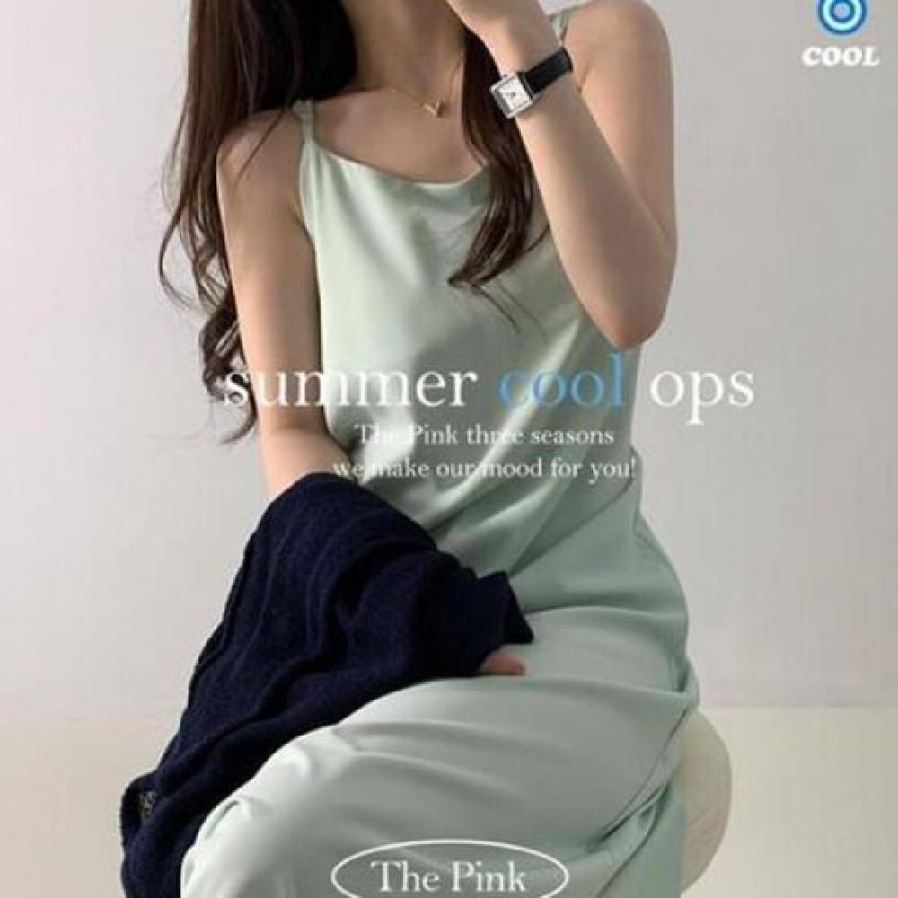 The Pink Women Ruin Side Slit Sleeveless Long Dress