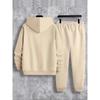 Men's Casual Two Piece Set, Featuring Milan Pattern Printed Drawstring Pocket Hoodie, Paired with Drawstring Outdoor Casual Sports Pants