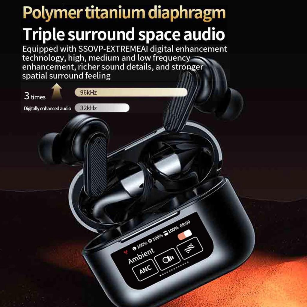 YW08 Bezprzewodowy zestaw słuchawkowy BT 5.4 z etui ładującym Smart Touch Kolorowy ekran ANC Redukcja szumów otoczenia Dźwięk przestrzenny 9D