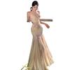 Abito Sirena a Rete Floreale 3D French Chic con Spalline - Vita Sagomata, Stile Estivo, Elegante e Sexy