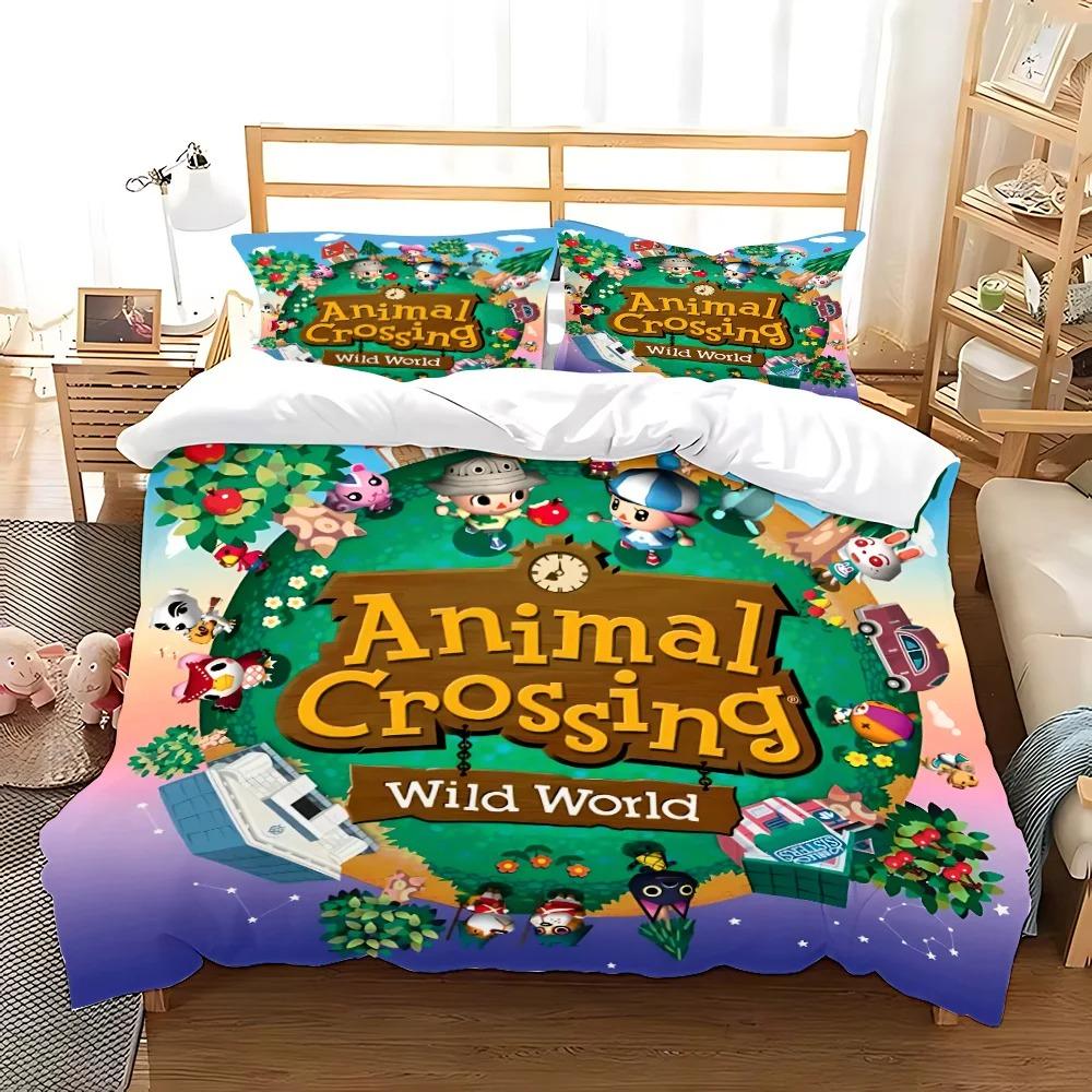 Cartoon Duvet Cover Pillowcase Animal Crossing Bedding Set Boys Girls Bedroom Decoration kids Gift Single Double King Size