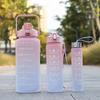 Water bottle summer large capacity water cup outdoor sports 1000ml portable gradual change color matte large kettle straw cup