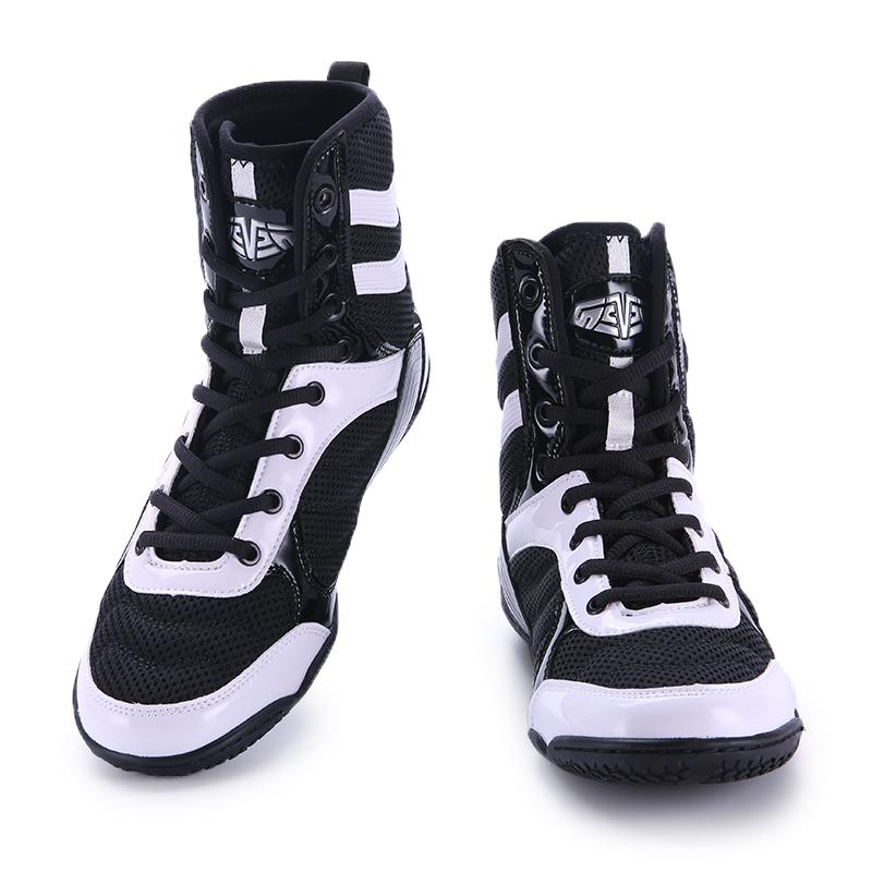 High Quality Men Women Sneakers Professional Sanda Boxing Training Shoes Lightweight High Top Professional Wrestling Combat Shoe