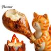Woodland Candle Decor Campfire Animal Tealight Holder, Durable Resin with Cat Miniature Fox And Dachshund Figurines, Warm Cozy Atmosphere Decorative