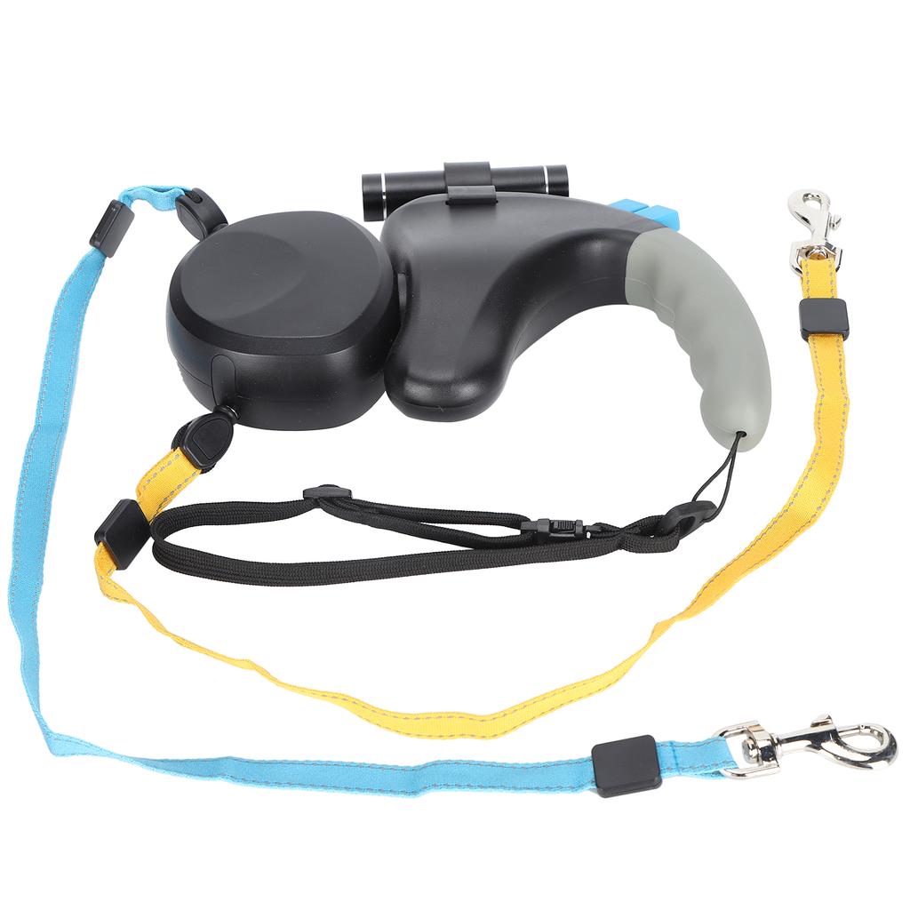 Haustier DoubleHead Zugseil One for Two Traction Dog DoubleEnded Leine mit LED-Licht(Schwarz )