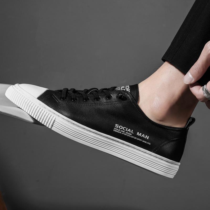 Men's board shoes 2021 new summer versatile trend casual shoes breathable leather white shoes trendy shoes