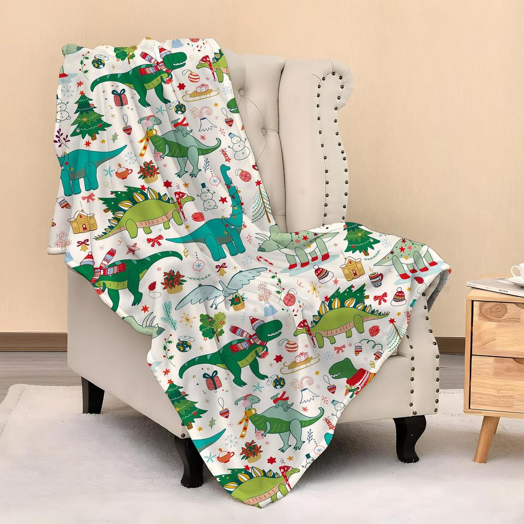 Cartoon animal patterns digital-printed polyester Bedroom velvet flannel soft sofa cover blanket Fleece cover blankets for beds