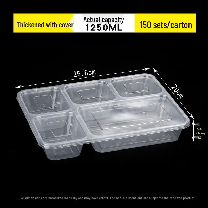 Deshangyuan Disposable Transparent Compartment Meal Prep Boxes with Lids