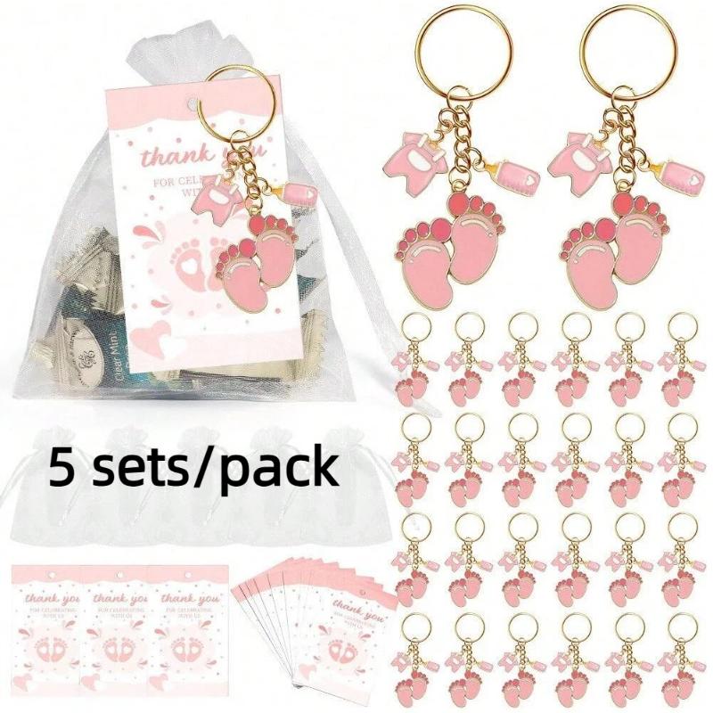 Baby Feet Keychain 5 Sets Per Package Adorable Souvenir for Baby Welcome Party Friendship Gift for Friends