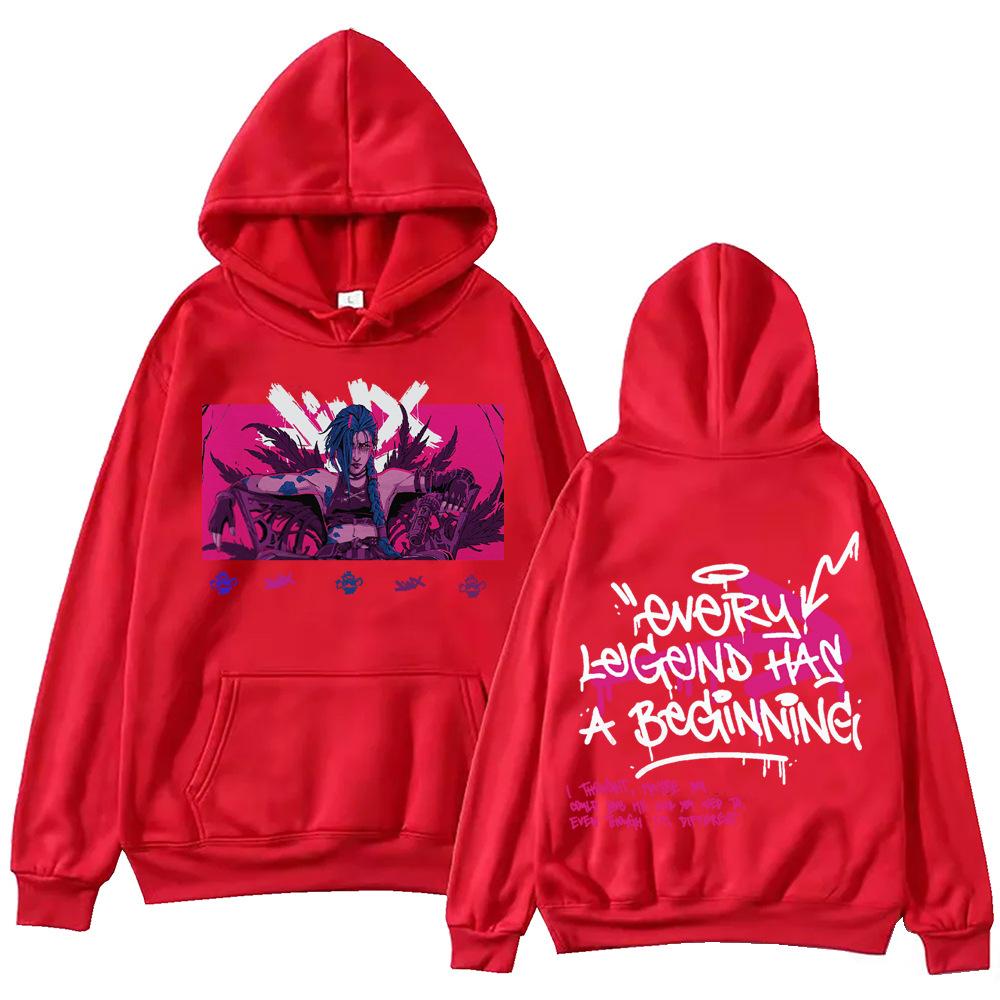 Anime Arcane-Jinx Hoodie Harajuku Pullover Tops Mann Herbst Winter Fleece Streetwear Tops