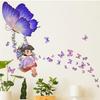 Cartoon Girl Wall Stickers Butterflies Flower Wall Decorative Sticker NEW Wall Decal  Girl Bedroom