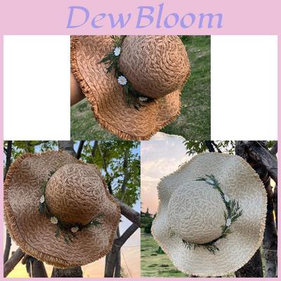 Summer Straw Hat With Flower Embellishments And Large Brim For Sun Protection And Casual Outings