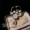 Mermaid Tears Cream Rose Gem Brooch, Monet Garden, 18K Gold Plated, Fritillary Flower Water Drop Zircon Brooch
